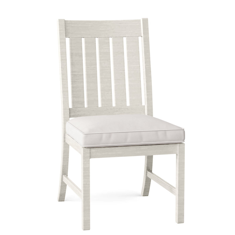 Club Patio Dining Side Chair with Cushions, Welt, Natural White, Oyster