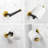 Black & Gold Bathroom Accessories Set - 5 Pieces Wall Mounted Stainless Steel Kit With Towel Bars, Toilet Paper Holder & Hooks