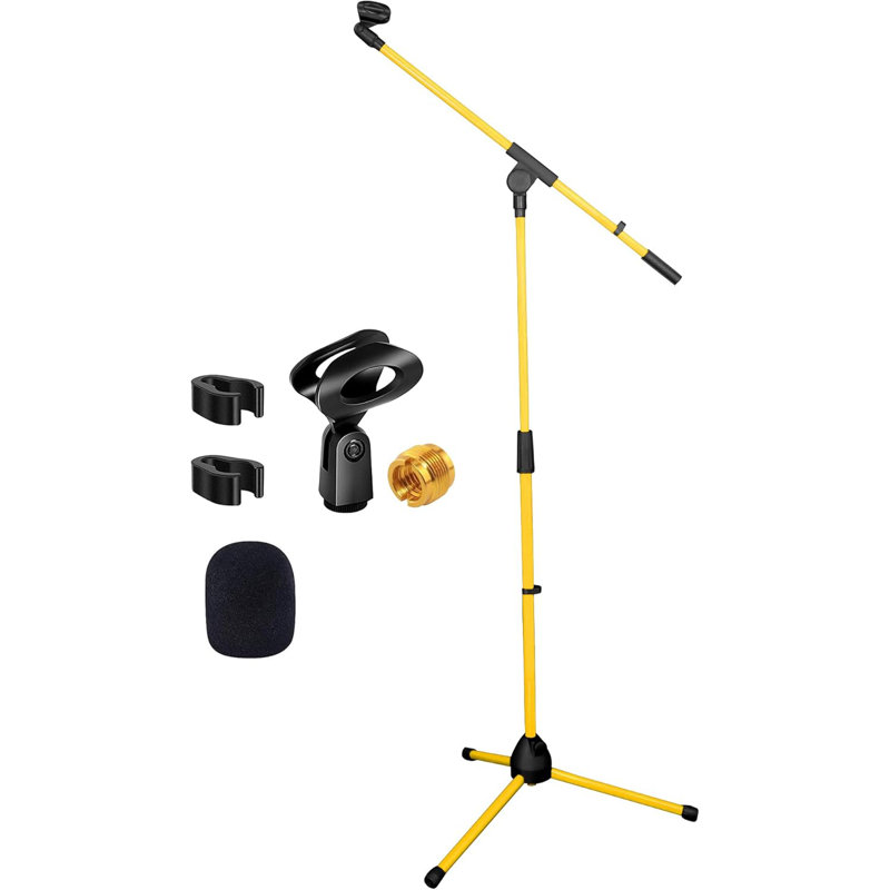 Microphone à hauteur réglable pour 5 micros trépied à 5 pieds, Jaune