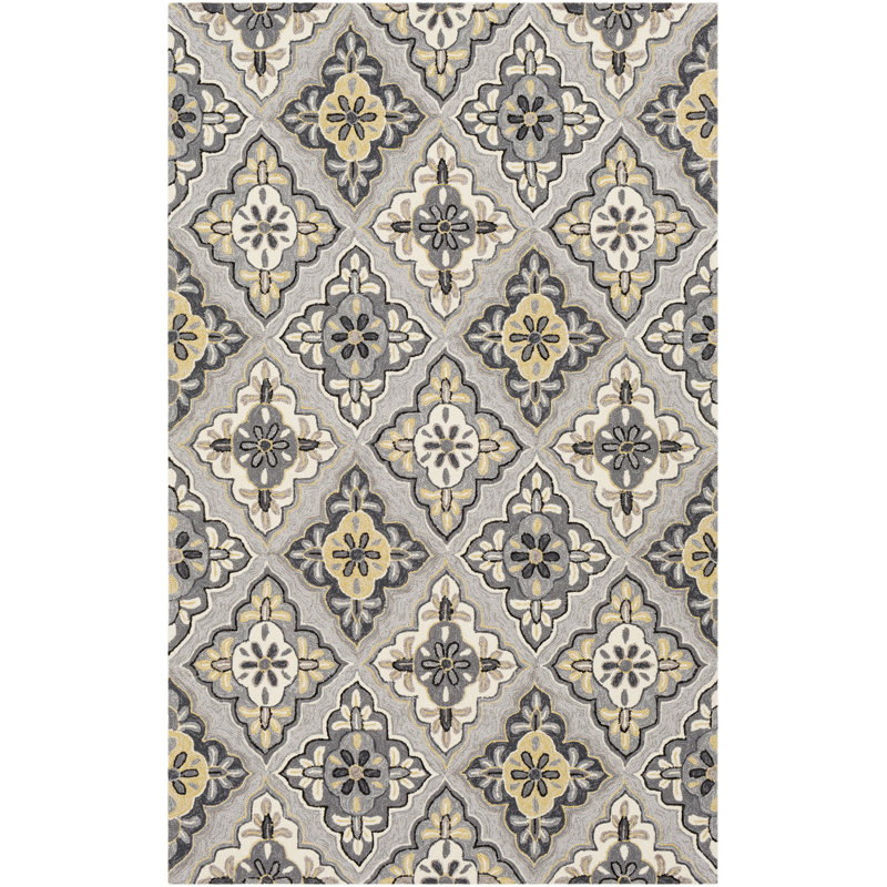 Schmitt Hand Hooked Geometric Indoor / Outdoor Rug, Rectangle 3' x 5'