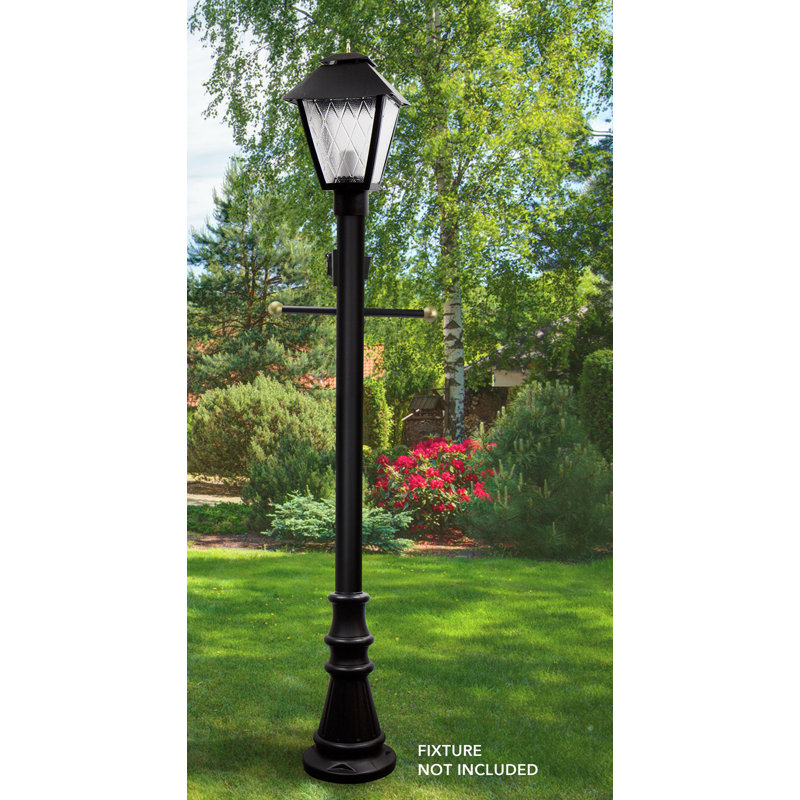 Solus 6ft. Surface Mount Lamp Post with Decorative Cross Arm, Convenience Outlet, Dusk-to-Dawn Photocell Sensor and and Decorative Base Cover