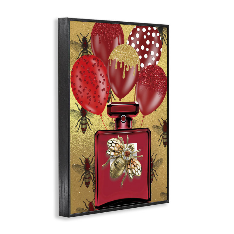 «Glam Red Bee», art de la giclée encadrée par Yvonne Coleman Burney, H 18 po x l 12 po, Giclée encadrée blanc bord de mer