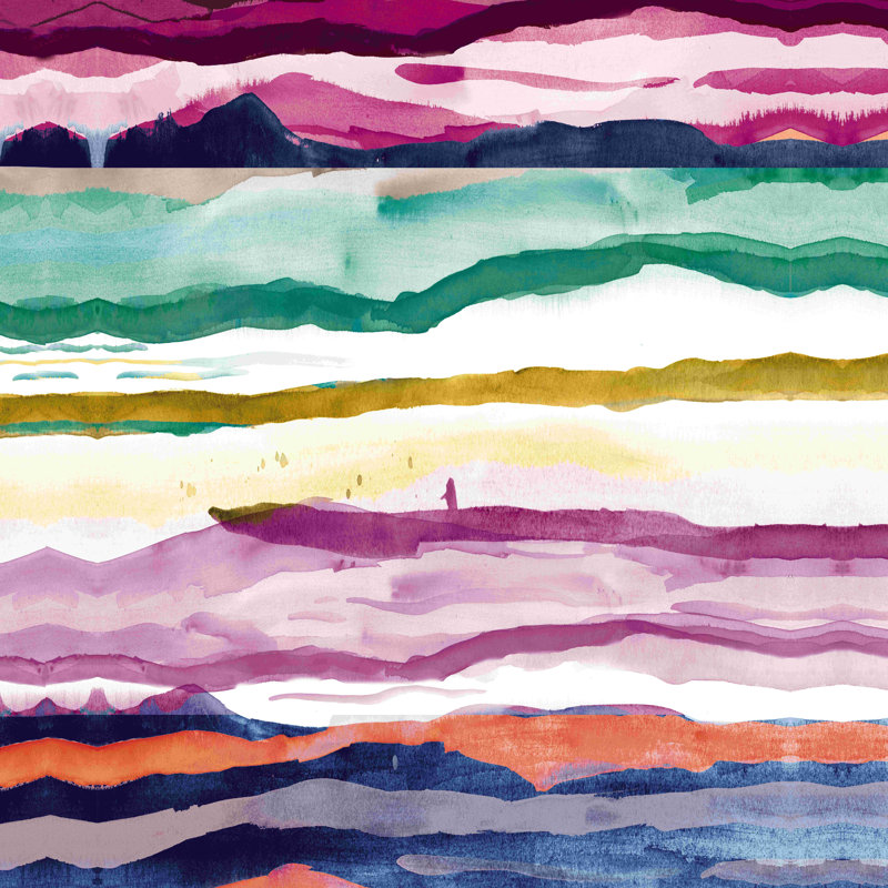 Lignes abstraites de peinture à l'aquarelle, H 12 po x l 12 po