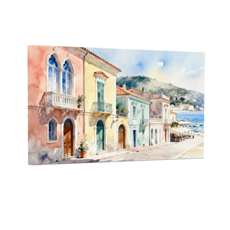 Scène de paysage méditerranéen, paysage urbain, H 24 po x l 36 po