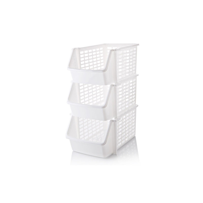 Organisateur de cuisine durable (3 pièces), plastique sans BPA, 11,4 x 8,3 x 5,9 pouces | Parfait pour le rangement des garde-manger et des armoires, léger et facile à nettoyer | Idéal pour l'organisation à domicile et les solutions de préparation d