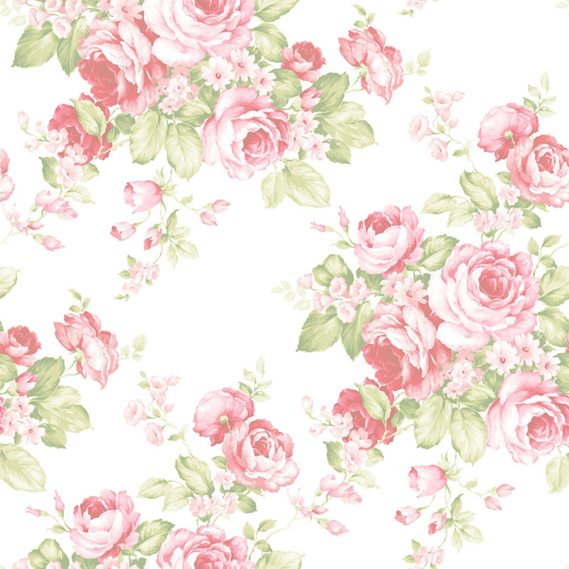 Garretson 10m x 52.8cm Satin Wallpaper Roll, Pink/White