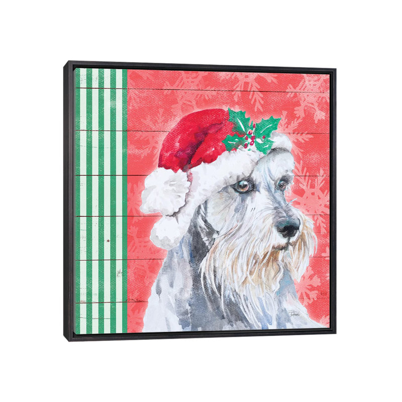 "Holiday Puppy V" par Patricia Pinto, reproduction d’art, Pas de tapis, H 18 po x l 18 po x 1,5 po
