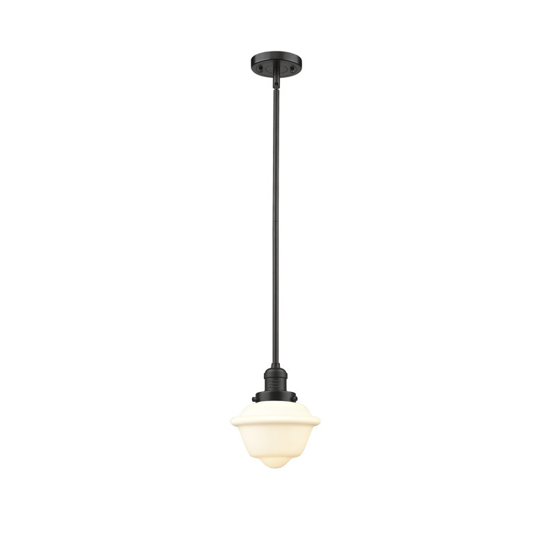 Luminaire suspendu simple 1 lumière Baptiste, Boîtier blanc mat, Ampoule DEL 6 watts Vinage, Bronze huilé