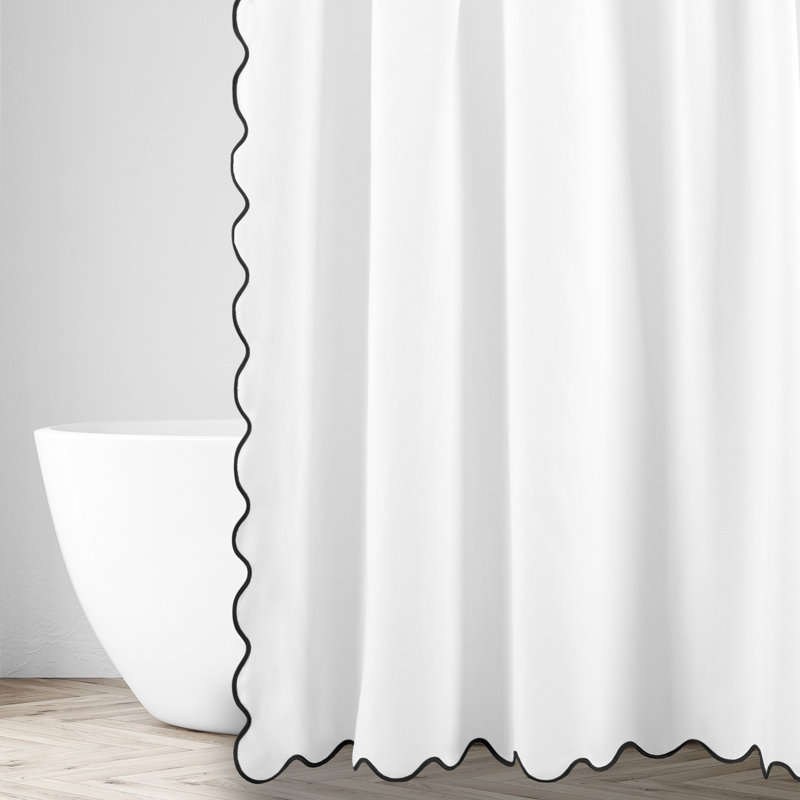 Antalya Shower Curtain, White/Black, 84'' H x 72'' L
