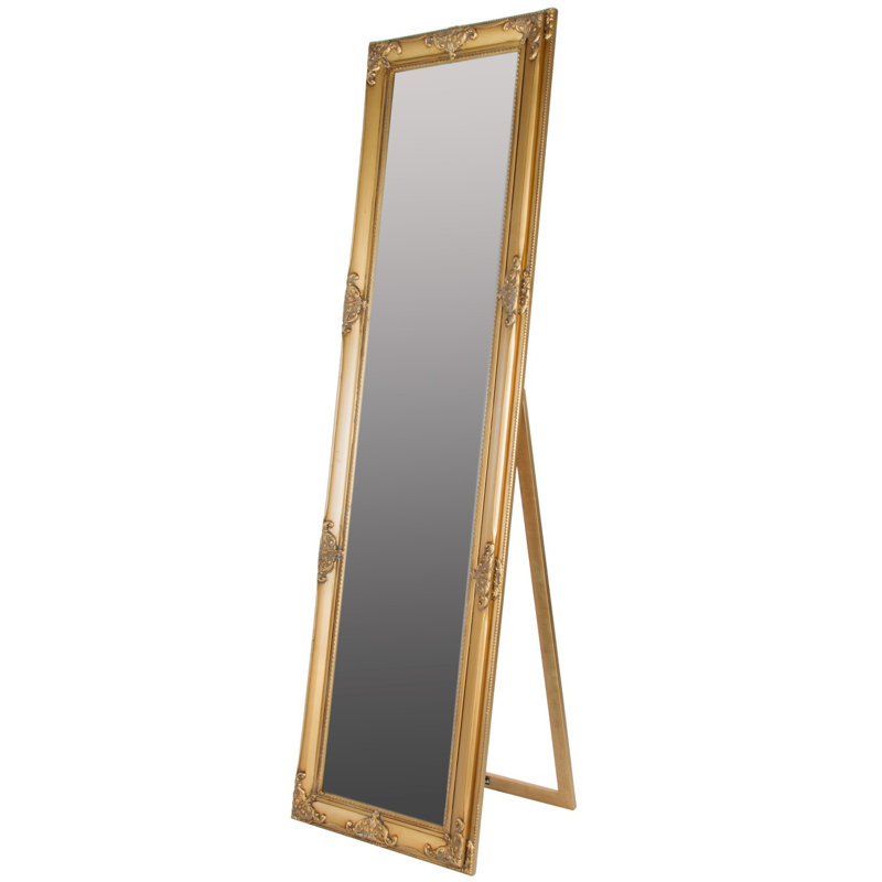 Kellison Wood Flat Mirror, Gold, 180cm H x 50cm W x 7cm D
