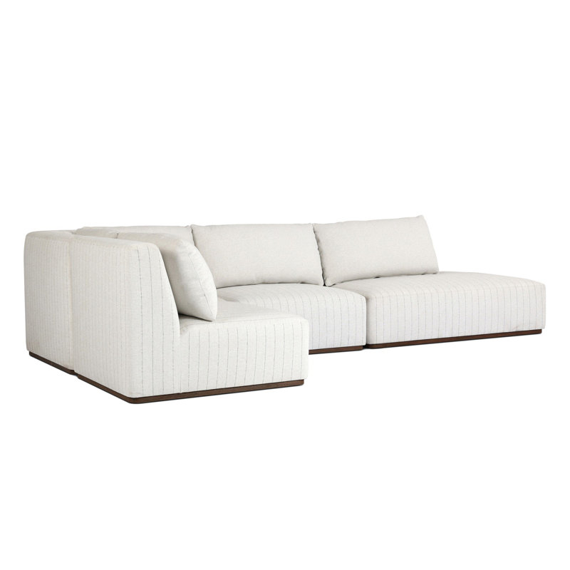 Adler Outdoor 5 - Seat Patio Sectional, Amalfi Natural/Alessi Linen, Right Hand Facing