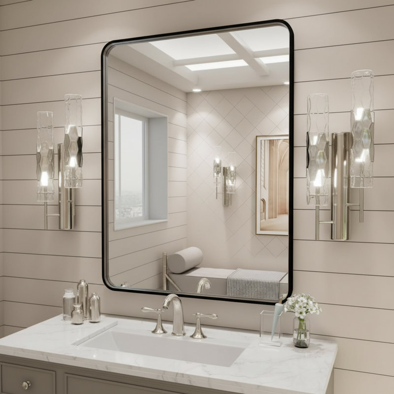 Miroir de salle de bain Farmhouse Style, 34,2 po x 24,1 po, Noir
