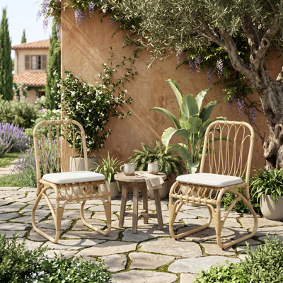 Christopher Knight Home 17.75" W x 21.75" D x 34.5" H Petal Back PE Wicker Dining Chairs with Cushions Set of 2