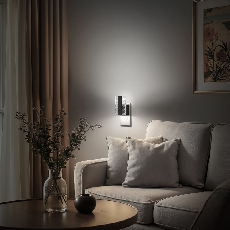 2 Pcs Black 5000K Modern Square Night Light