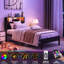 Lit plateforme simple en métal avec tête de rangement, station de charge et intelligent pour la chambre à coucher - sans sommier, lumières à cadre à assemblage rapide, bruit de station, grande capacité, assemblage simple