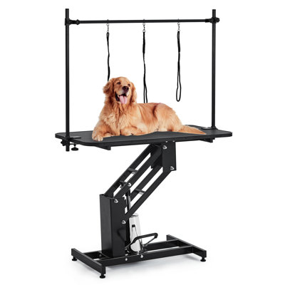 Table de toilettage hydraulique robuste pour chien 43,6 po - hauteur réglable de 22 po à 39 po, charge maximale de 350 lb - antidérapante, pliable et portable - Tondeuse professionnelle pour animaux