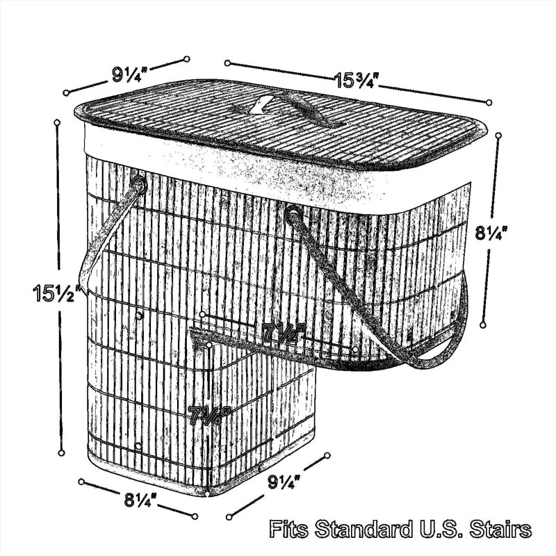 Foldable Stair Basket With Lid And Handle - Bamboo Storage Organizer For Stairs, Large Capacity Step Bin For Toys, Shoes, Books, And Home Essentials