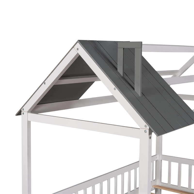 Enchanting Wood House Bed with Fence for Kids, Inspiring Imagination and Providing a Cozy Sleeping Retreat, White
