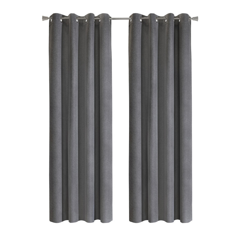 Duo Reversible 100% Blackout Grommet Curtain Panel 52 x 63 in Black to Light Grey, 52" W x 63" L, Black