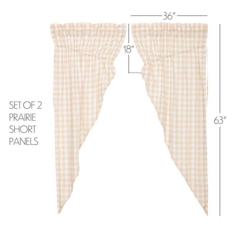 Annie Buffalo Check 100% Cotton Checkered Room Darkening Rod Pocket Curtain Panels, Semolina/Antique White