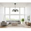 5-Light Black LED Semi Flush Mount With Black Shades And White Frosted Diffusers