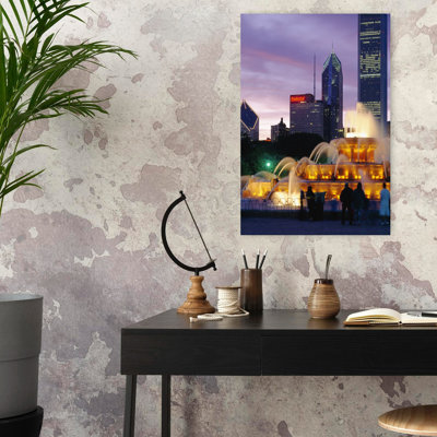 Fountain lit up night Buckingham Fountain Grant Park Chicago Illinois USA 1 Piece Wrapped Canvas Wall Art