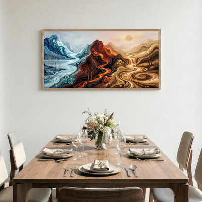Paysage abstrait, art mural sur toile, ensemble de reproductions de peintures à l'huile de 1 48 po x 24 po