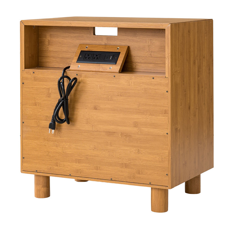 Table de chevet, table de chevet avec tablette de rangement et tiroirs, Naturel / Blanc