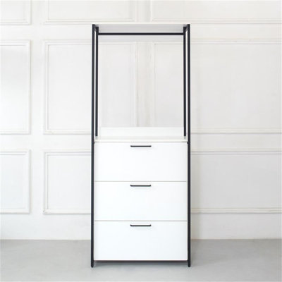  47 Inch Freestanding Walk in Closet System with Metal Frame and Wood Shelf Design