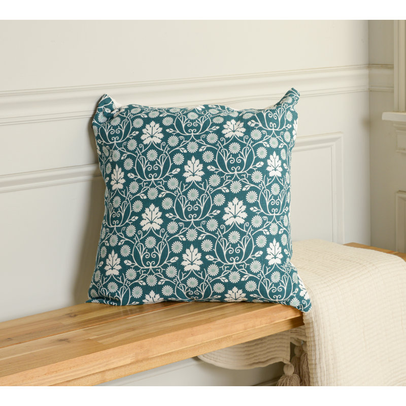 100% Cotton Throw Pillow, Polyester, Teal