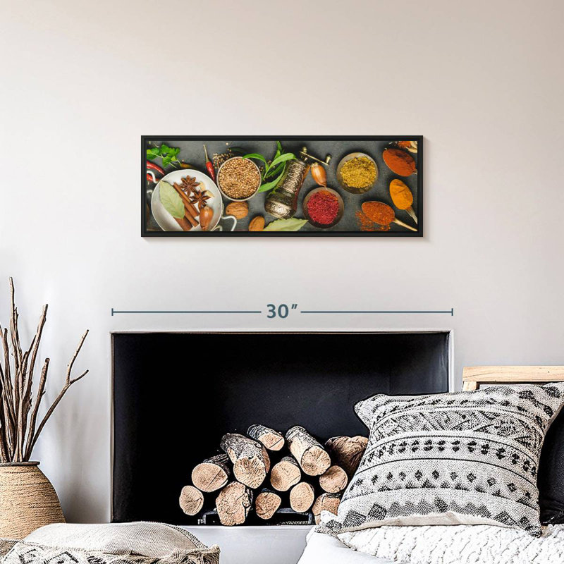 Fines herbes et épices, 25 po x 9 po, Cadre flottant noir