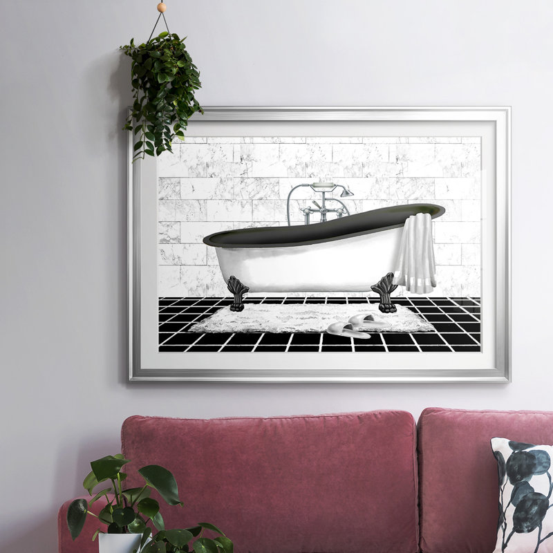 Modern Bath II, reproduction d'art encadrée, Argent, H 15 po x l 21 po x P 1,5 po