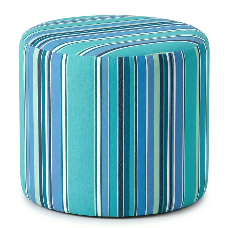 Berlin Gardens Lilly Hive 20" Round Pouf, Blue