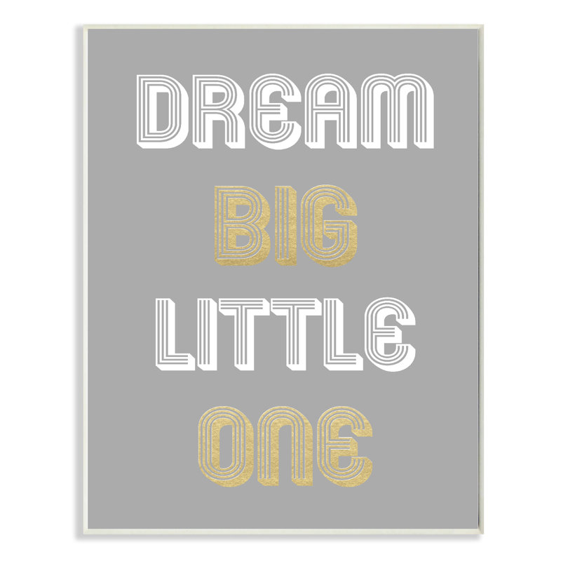 « little little one », art textuel à motif gris doré rêve, H 15 po x l 10 po x P 0,5 po, Plaque en bois