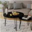 Ensemble de 2 tables basses gigognes rondes de 27,56 po, ensemble de tables de bout gigognes circulaires, plateau de table rond en marbre et base en métal robuste pour le salon, la chambre à coucher, noir