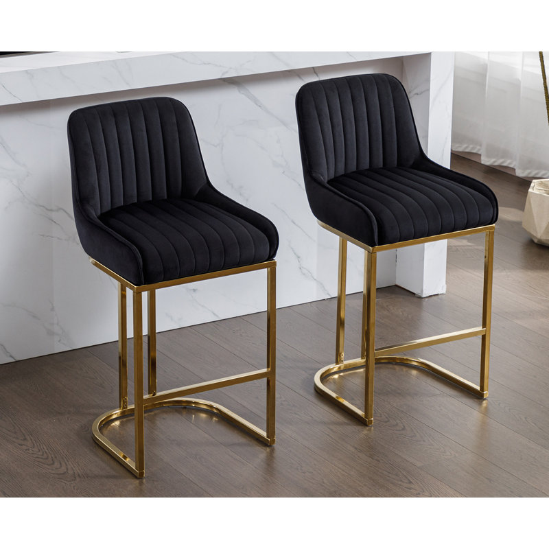 Tabouret de comptoir 26,25 po, Noir, Or
