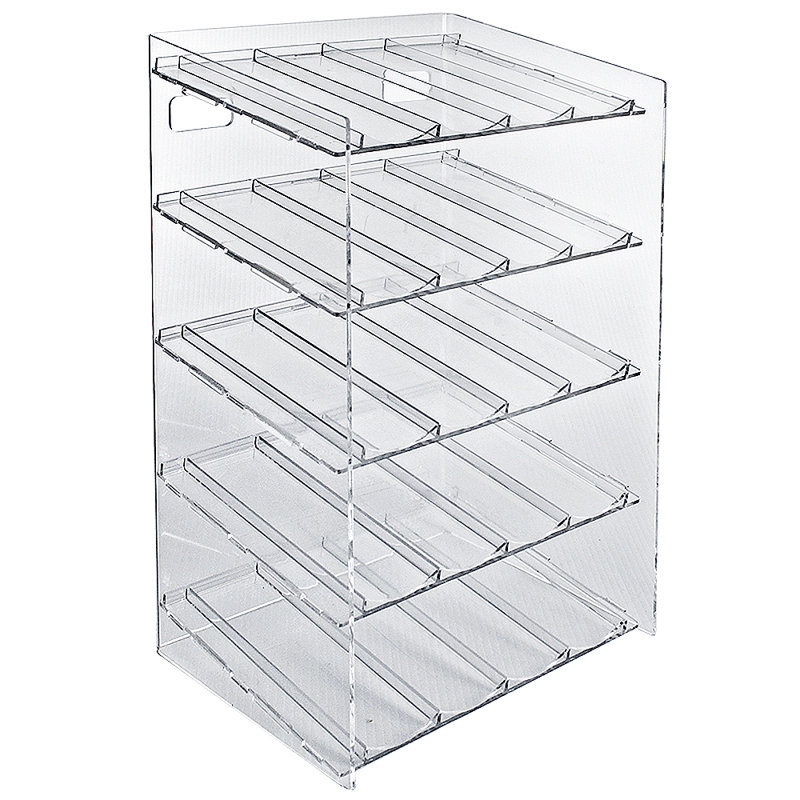 Présentoir à cinq niveaux à 20 compartiments, 4 composants par niveau. Dimensions: l 12 po x P 8,5 po x H 18,5 po