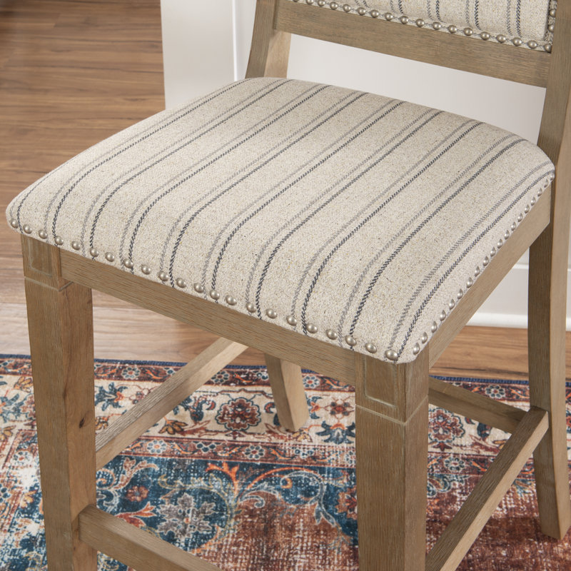 Eidson Wood Upholstered Bar & Counter Stool, Counter Stool (26" Seat Height), Gray Wash