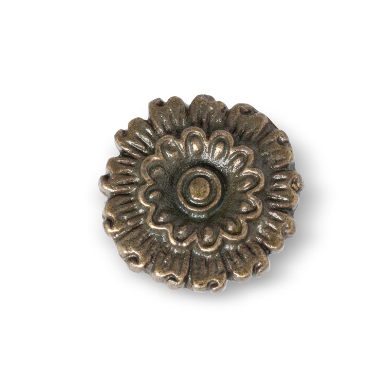 Bouton de fleuron en laiton antique