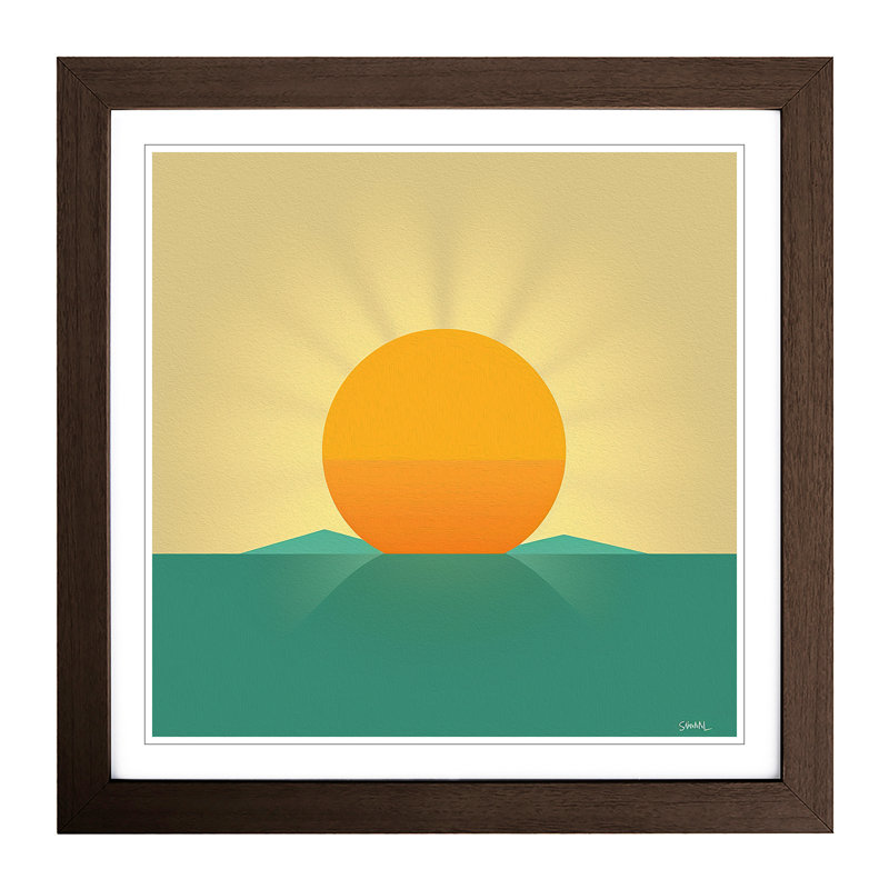 Sun Minimalism - Single Picture Frame Print on Wood, Walnut