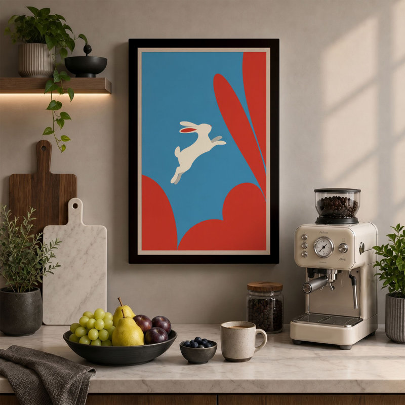 Leaping Hare Modern - Wrapped Canvas, 18x12 - 45.7 x 30.5 cm, Cream Border