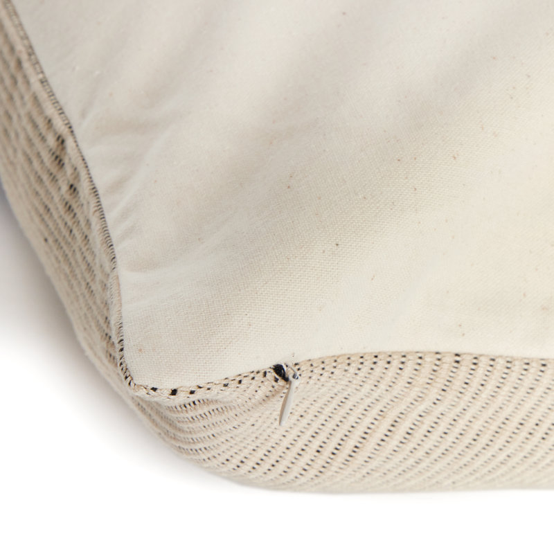 Merido Black and Beige Handwoven Cotton Square Throw Pillow