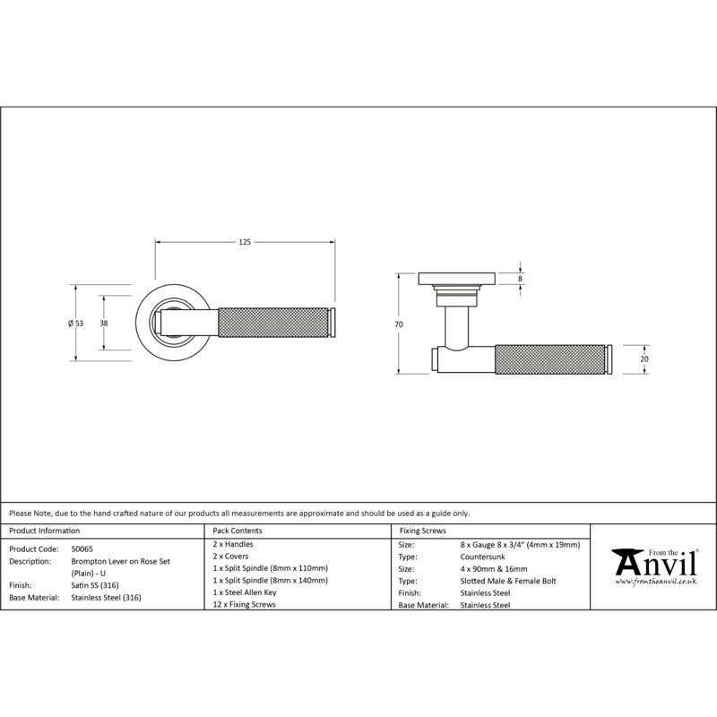 Single Dummy Door Handle, Satin Marine