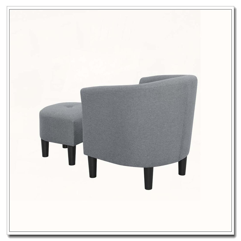 Fauteuil demi-tonneau de 25,5 po en polyester avec repose-pieds