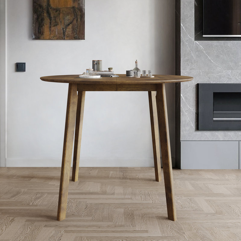 45" L ROUND COUNTER HEIGHT TABLE IN BROWN, Brown Wood