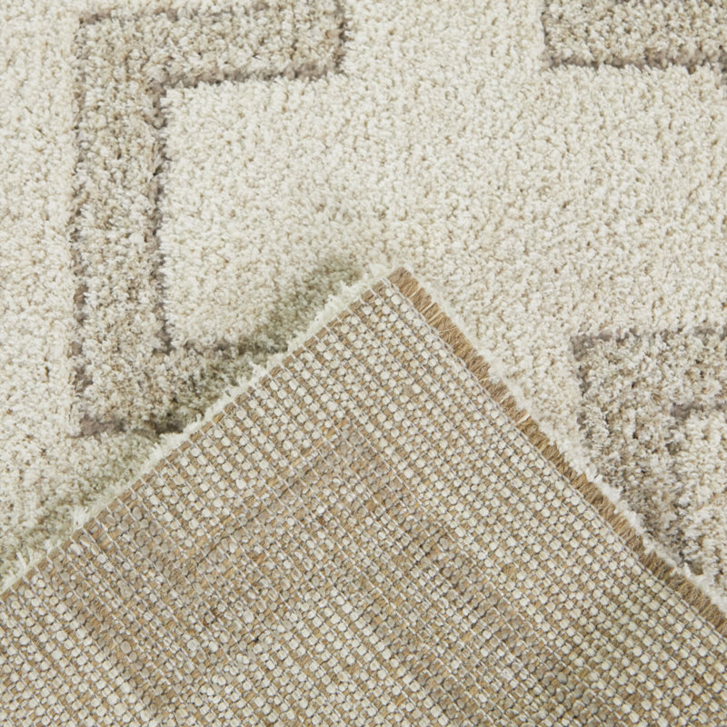 Lentz Cream Transitional Striped Area Rug, Rectangle 5'3" x 7'