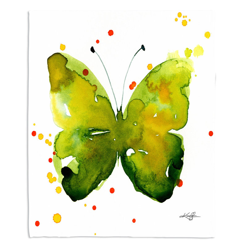 Couverture sherpae douce 33 de papillon aquarelle, l 68 po x L 80 po