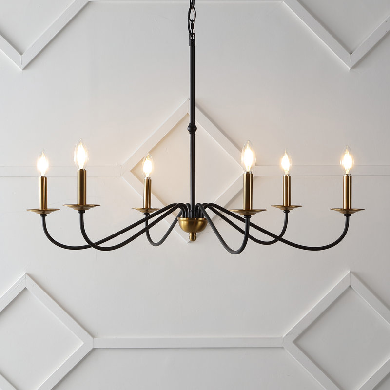 Lustre Wicklow Bohemian Farmhouse, Noir mat / laiton doré, H 22 po x l 34,75 po x P 34,75 po
