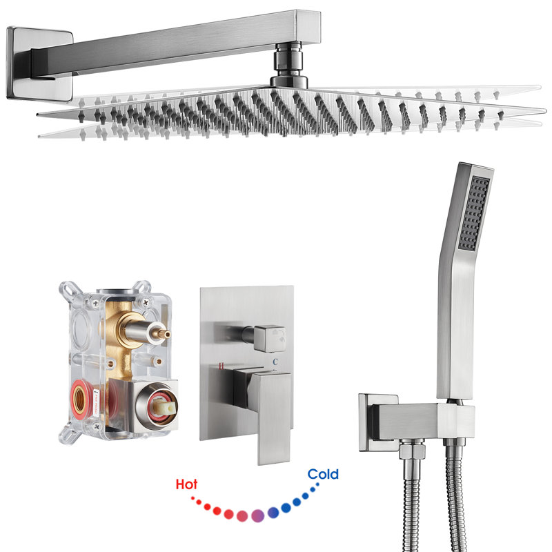 Complete 10" High Pressure Shower System with Rough in-Valve, Nickel Brushed
