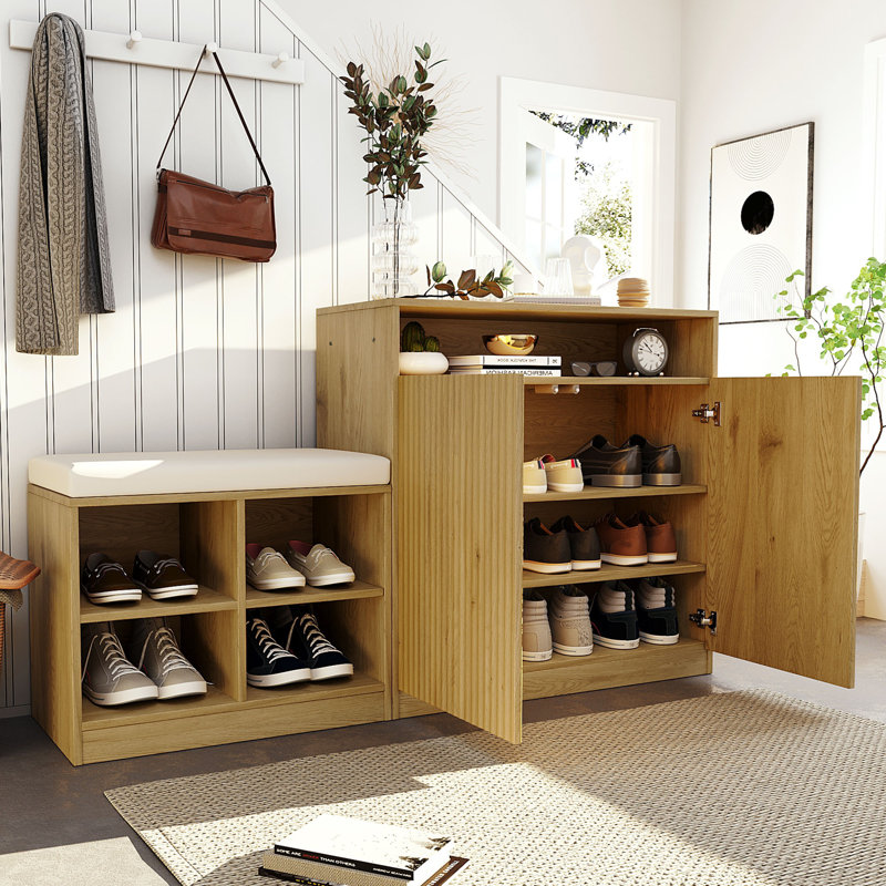 Armoire de salon avec banc à chaussures, Gris